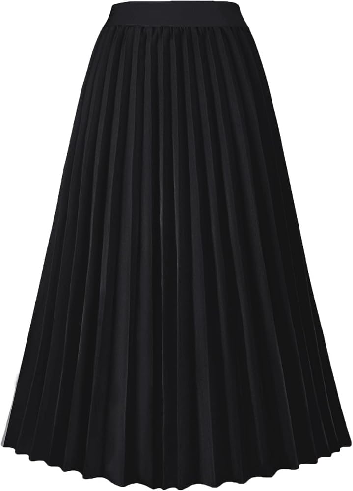 Pleated High Waist Midi Skirt